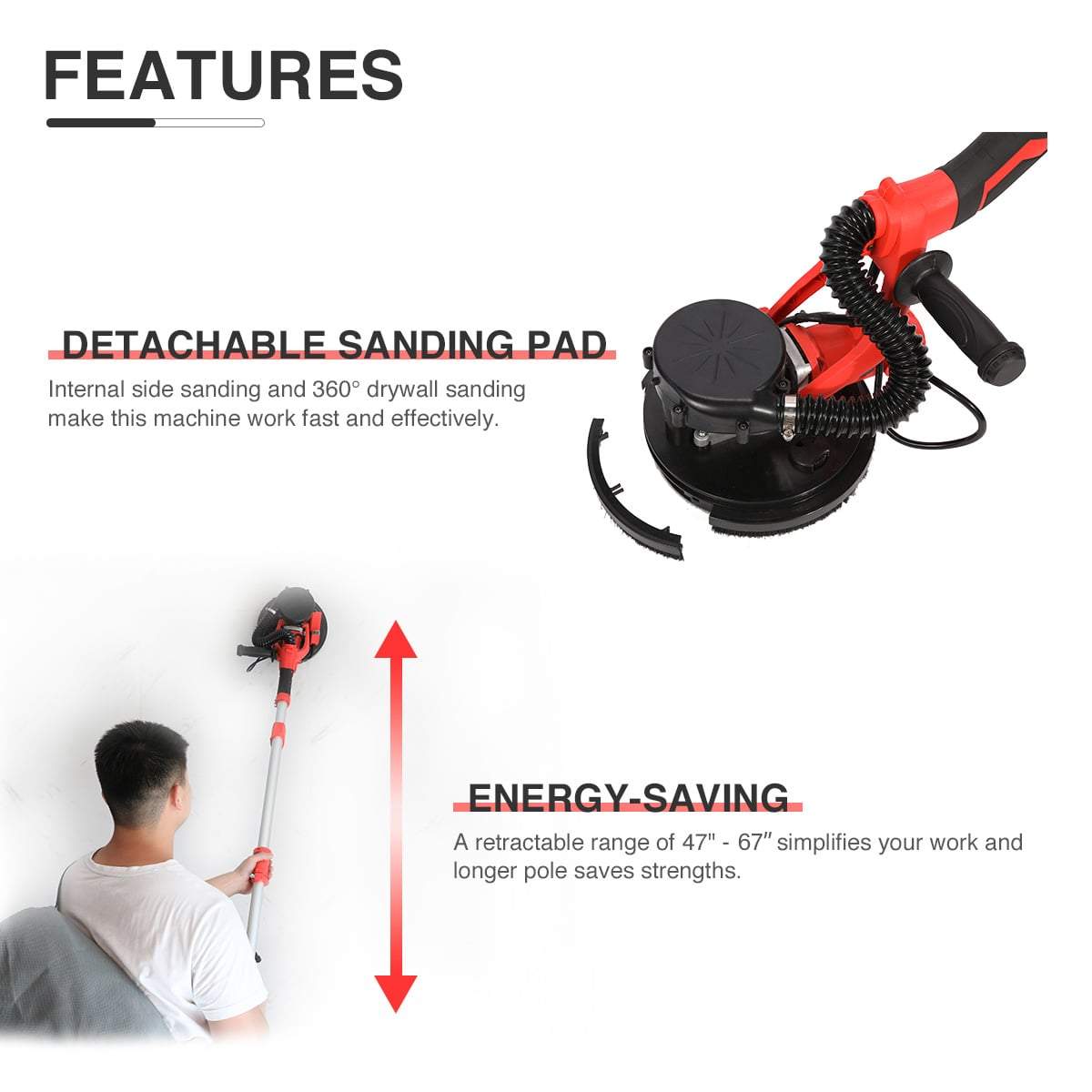 Electric 800W Drywall Sander with Vacuum