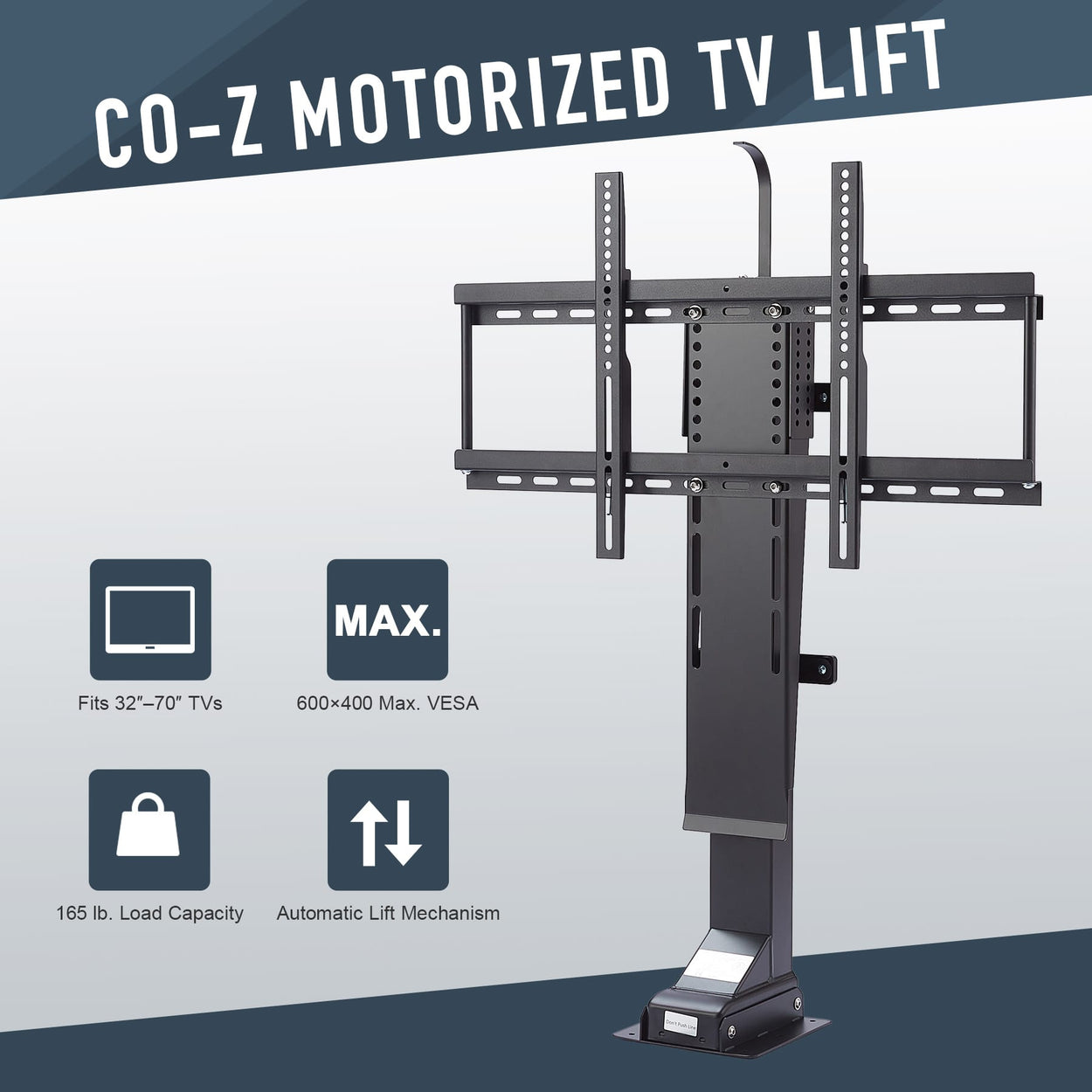 vraag naar Dubbelzinnigheid Brood CO-Z Motorized TV Lift for 32" to 70" TVs up to 165lb & 600x400 VESA,
