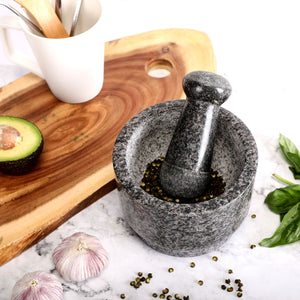 5.5-inch Granite Mortar and Pestle Set with Spoon