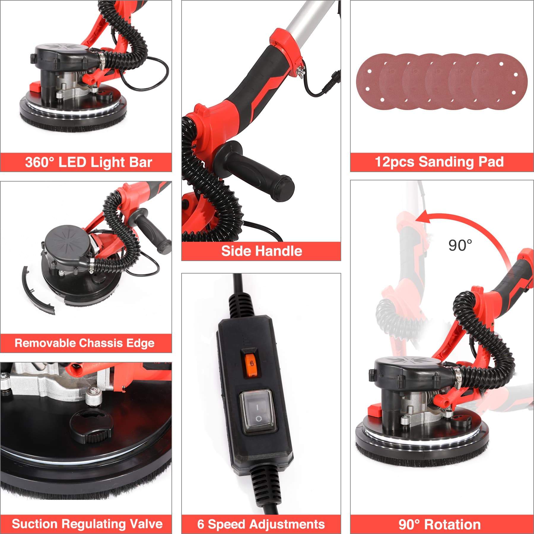 Electric 800W Drywall Sander with Vacuum