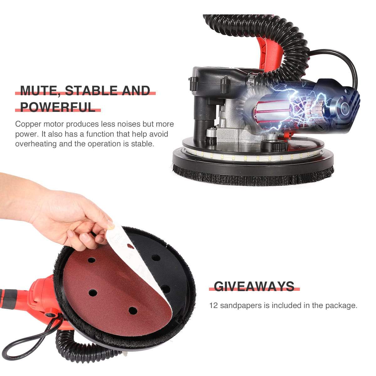 Electric 800W Drywall Sander with Vacuum