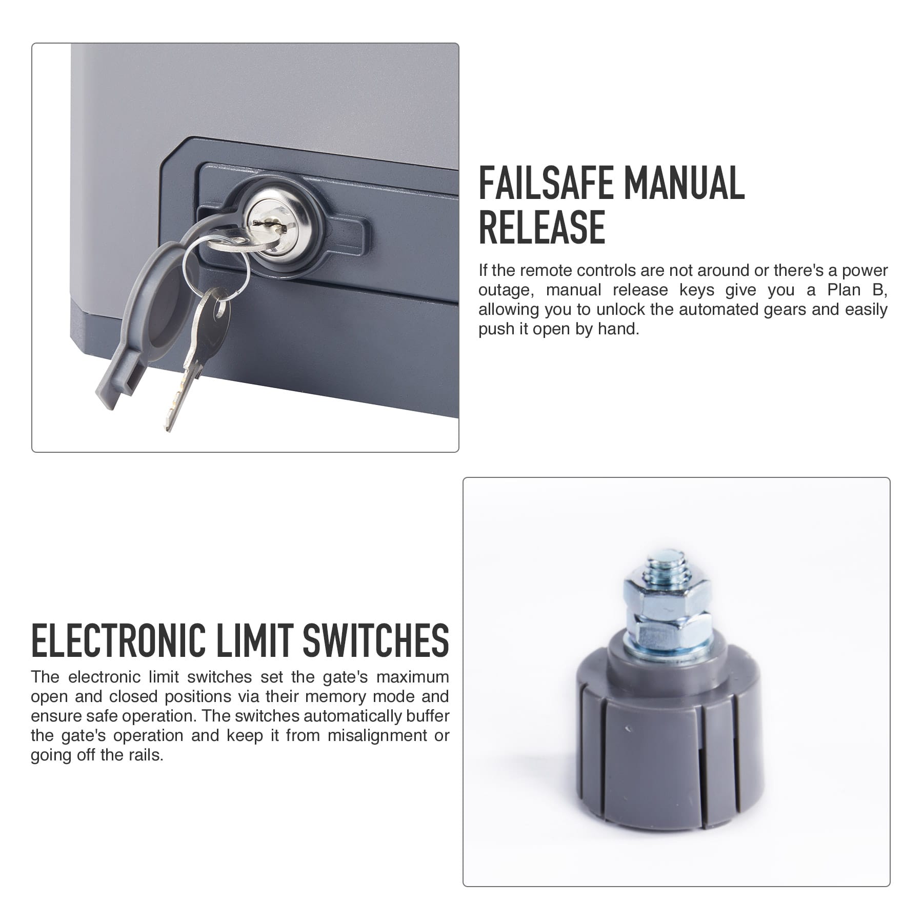 Sliding Gate Opener Set with Solar Panel and Battery Backup