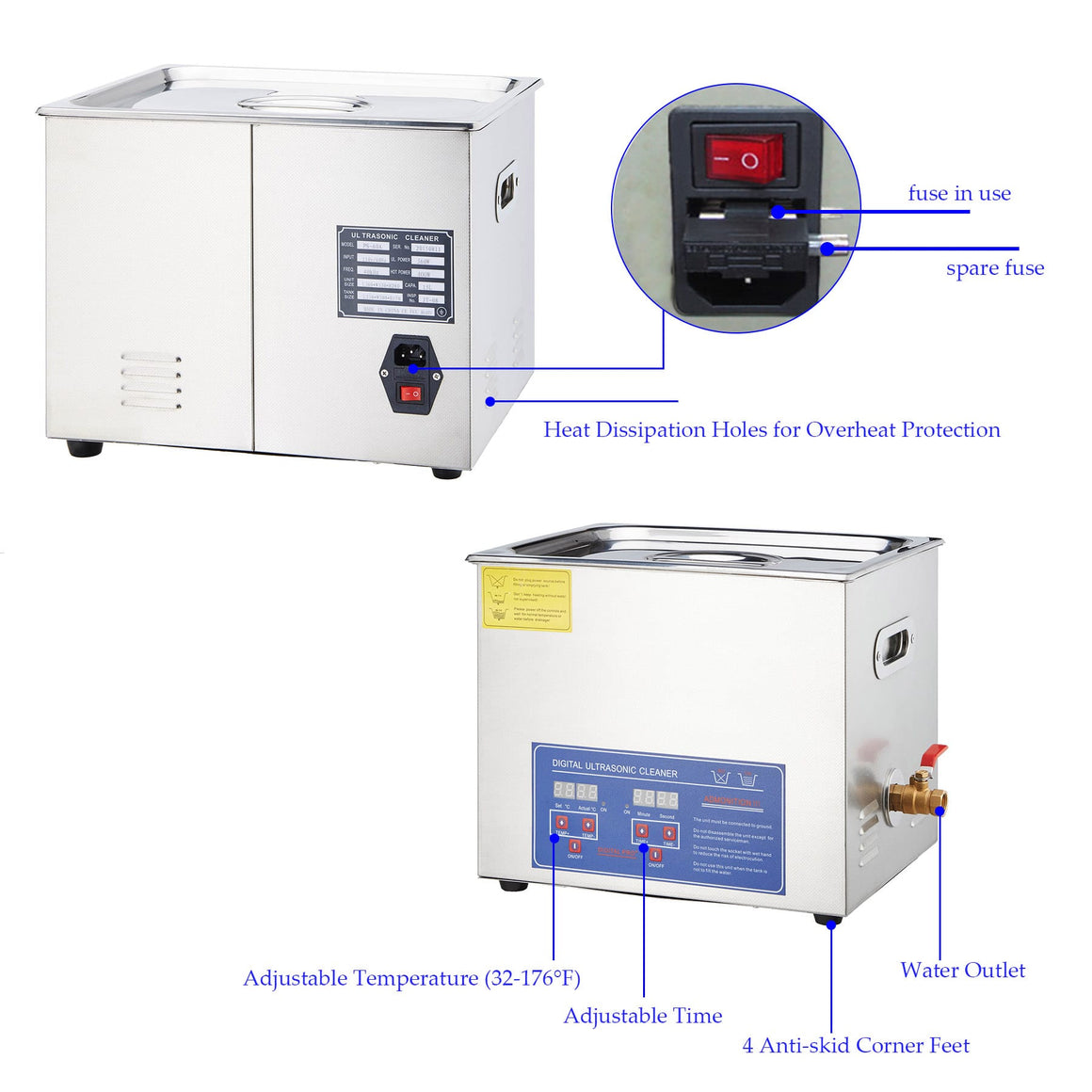 COZ 15L Ultrasonic Cleaner with Heater Timer