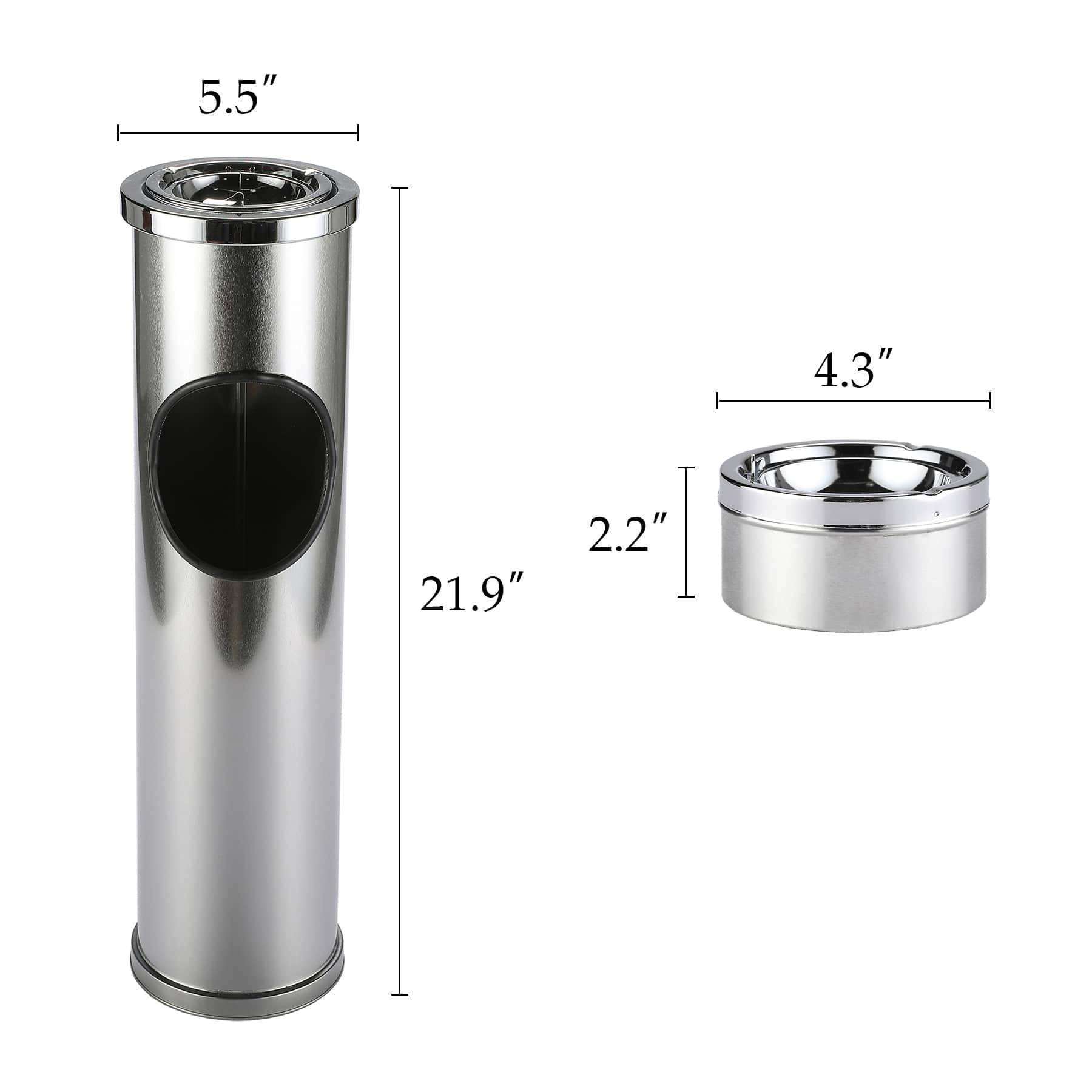 Light Weight Steel Trash Can with Ashtray (1.2 Gal)