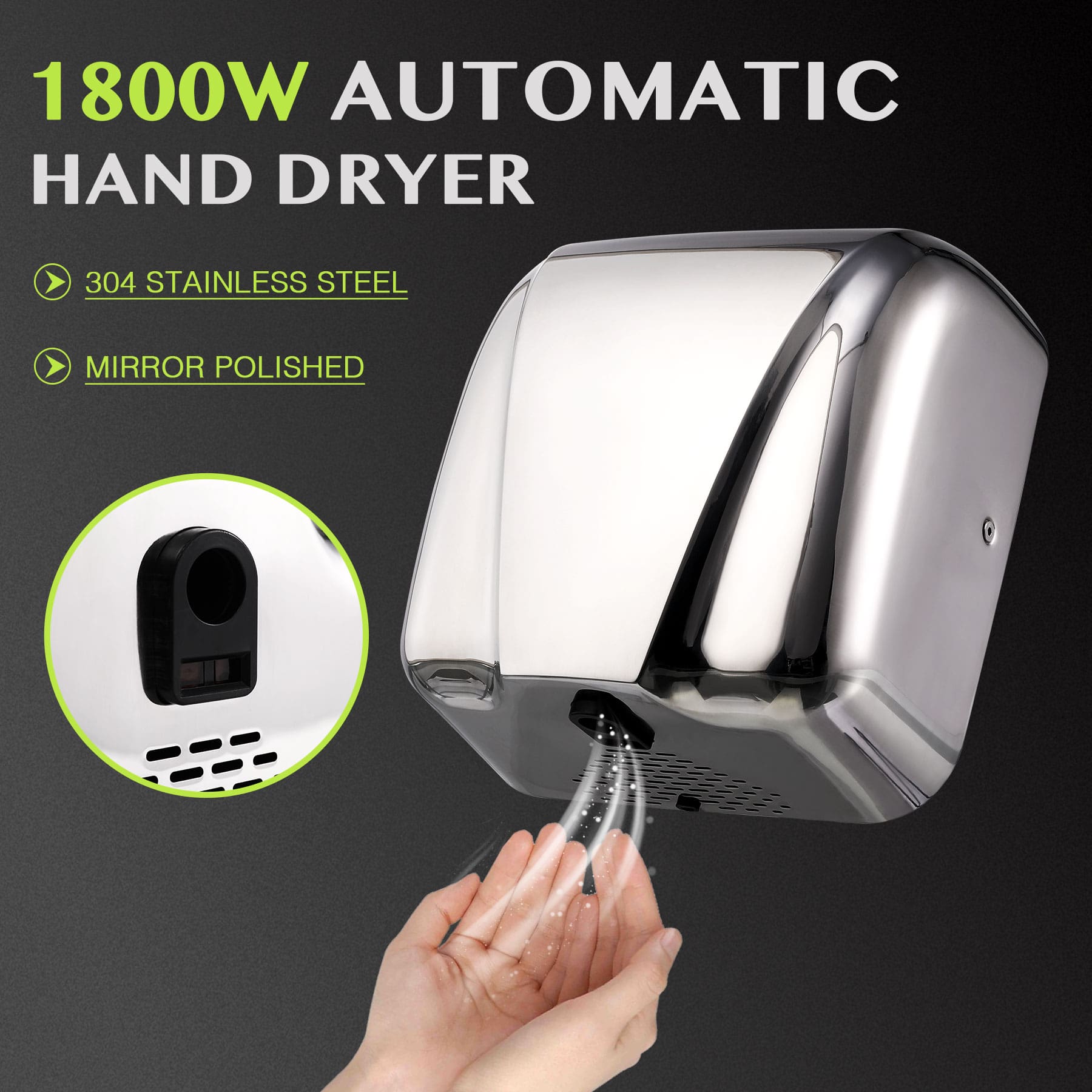 CO-Z Stainless Steel Automatic High-Speed Hand Dryer