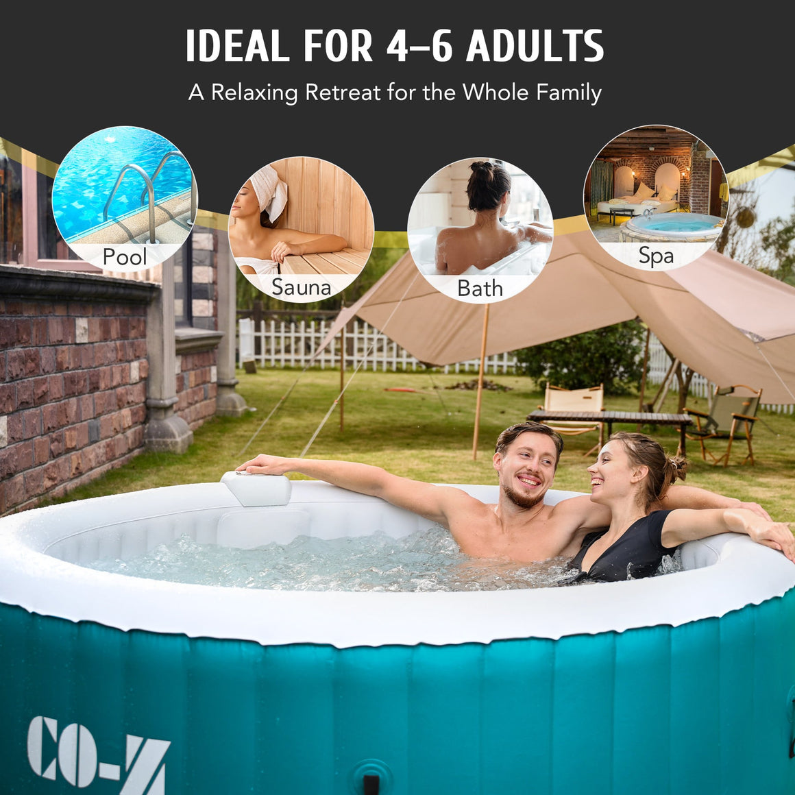 CO-Z 7 ft. Round 6-Person Blow Up Hot Tub with Air Pump