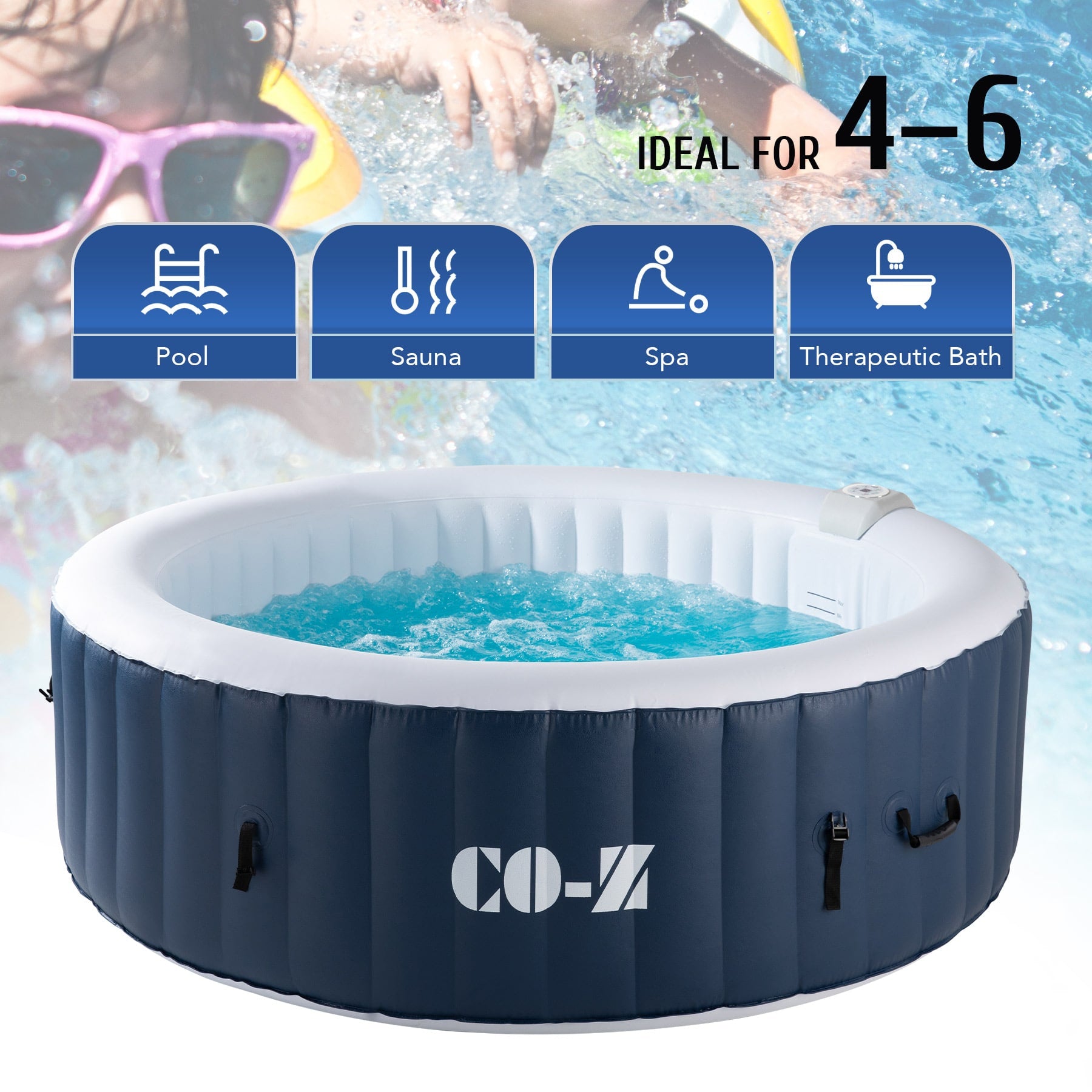 CO-Z 4-6 Person Inflatable Hot Tub, Pump Up Hot Tub