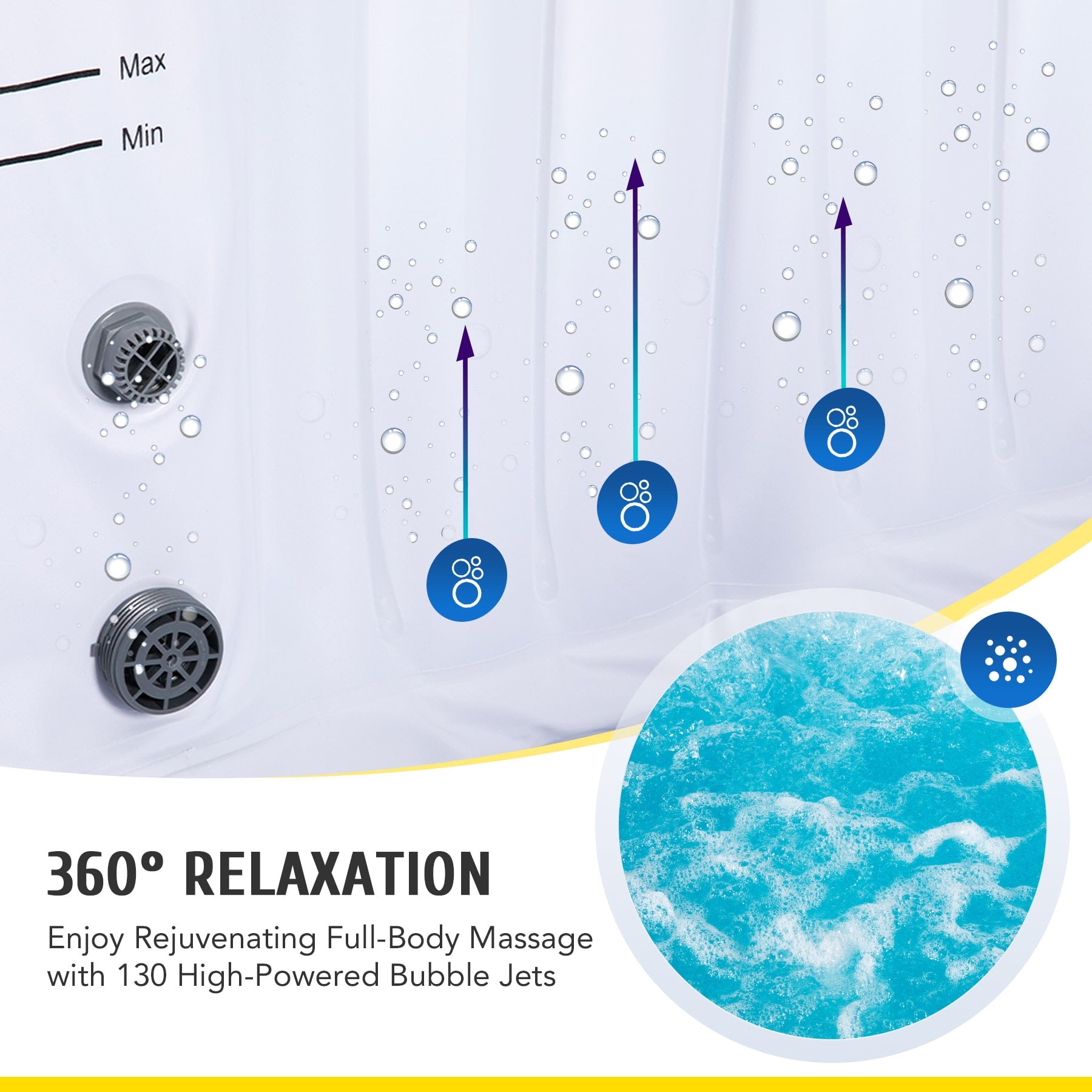 CO-Z 6-7 Person Inflatable Hot Tub Spa – 130 Jets, 265 Gal, PVC, With Cover And Pump