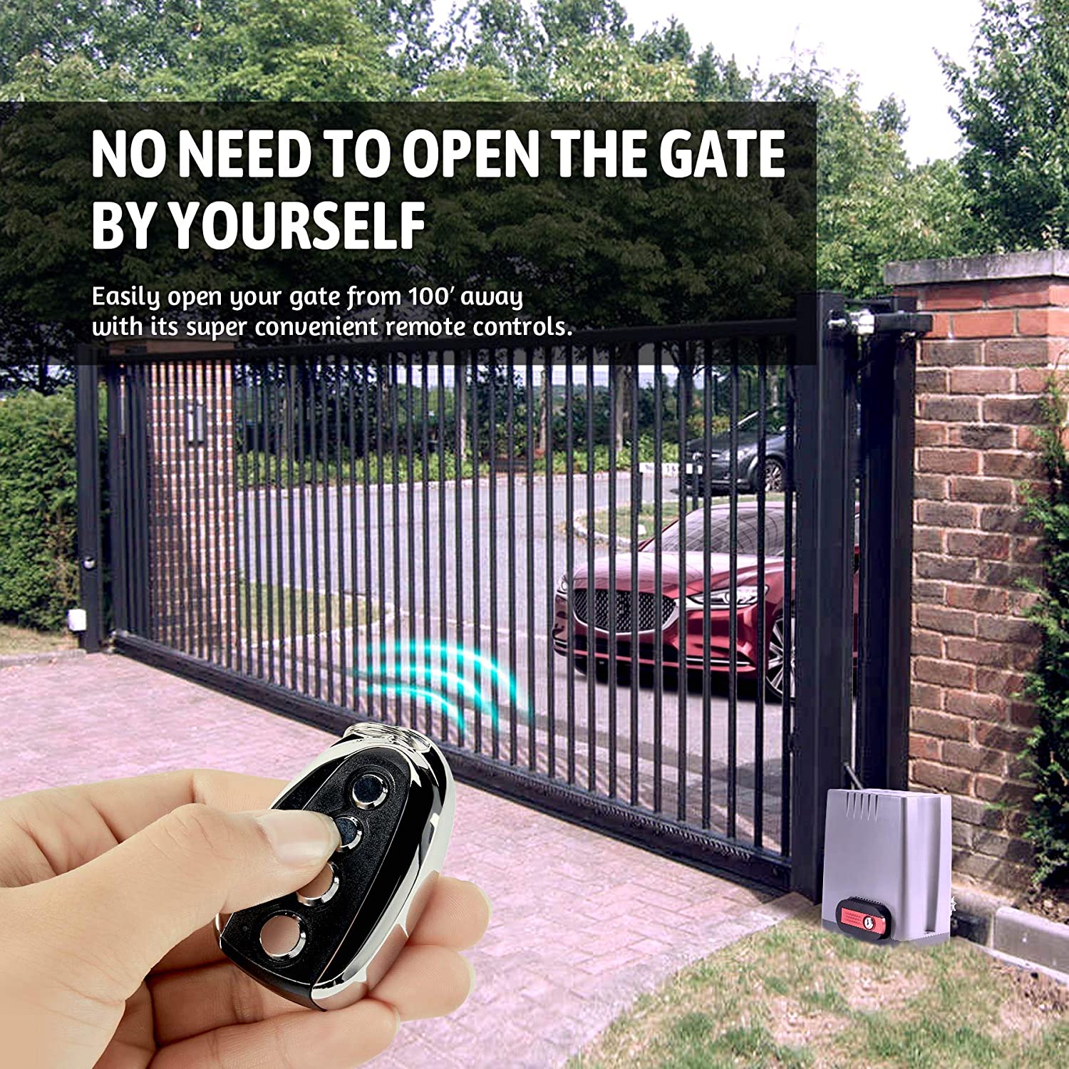 CO-Z 1800lb Sliding Gate Opener with Remote Controls