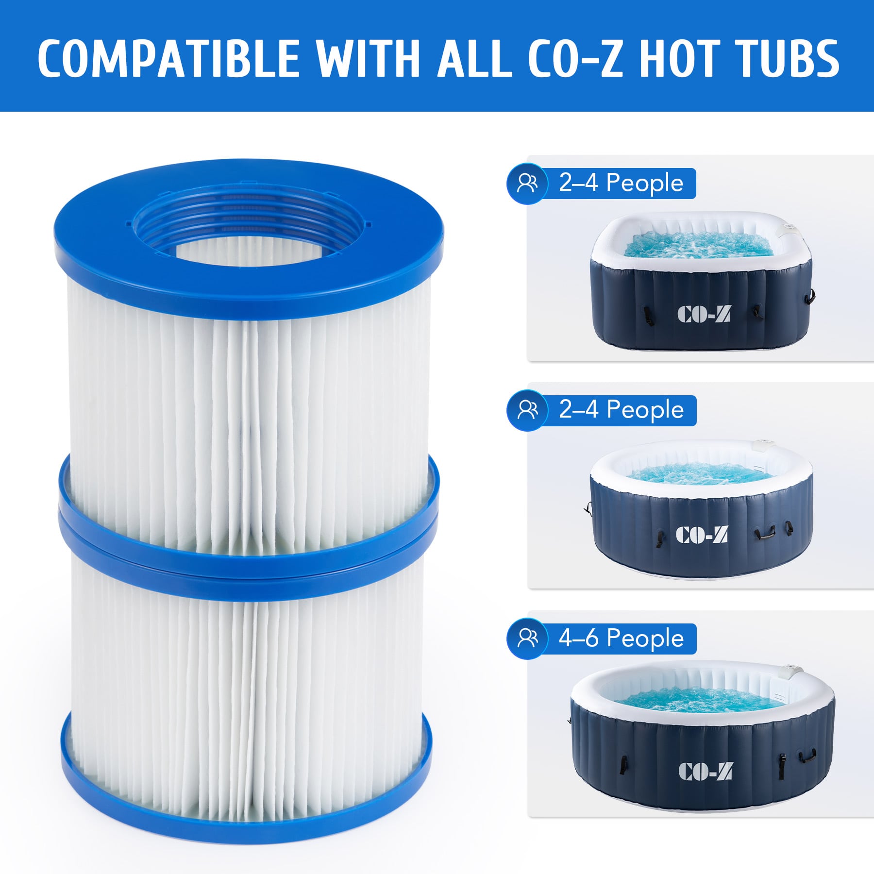 CO-Z 2-Pack Inflatable Hot Tub Filters for Portable Hot Tub