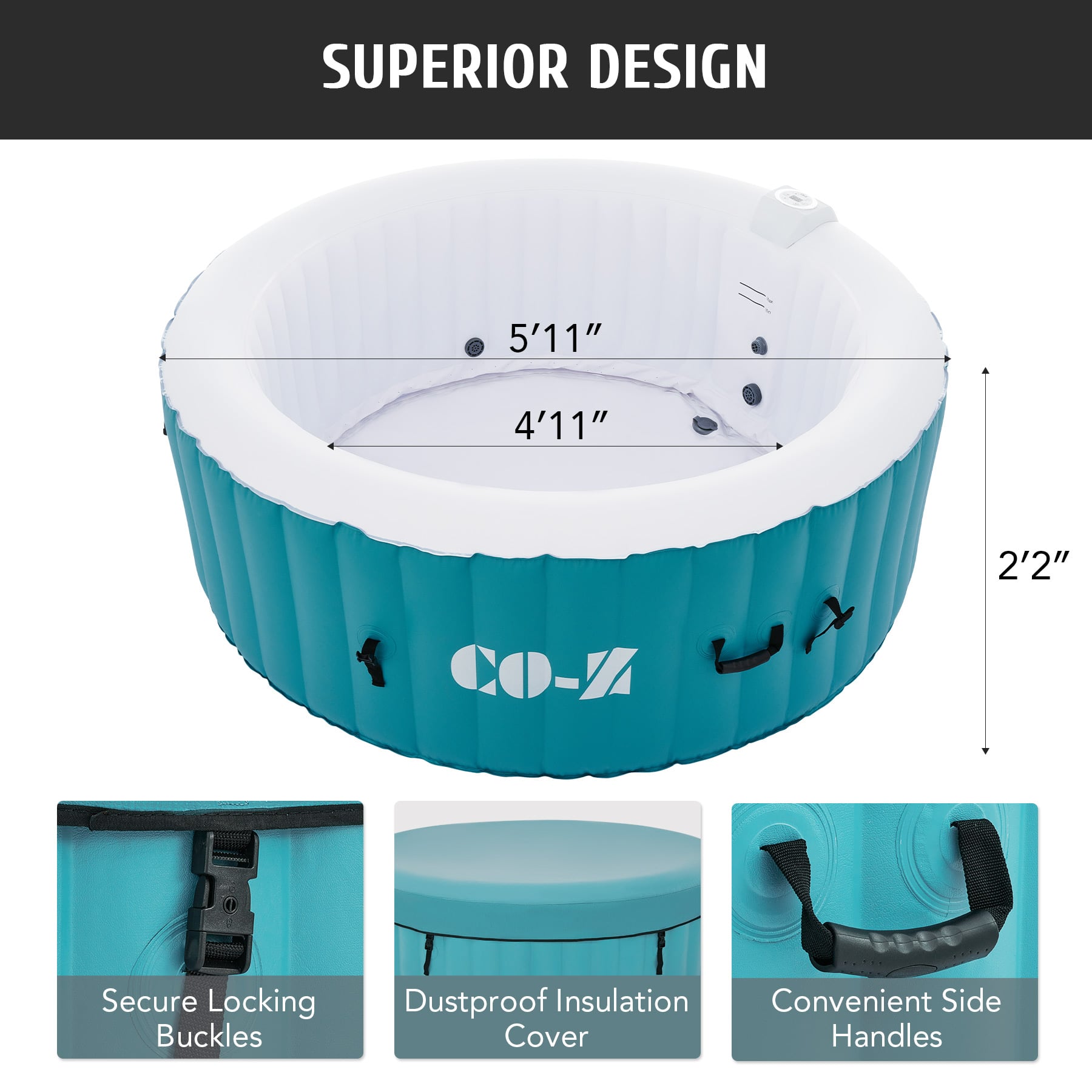 CO-Z Inflatable Hot Tub for 4 Person